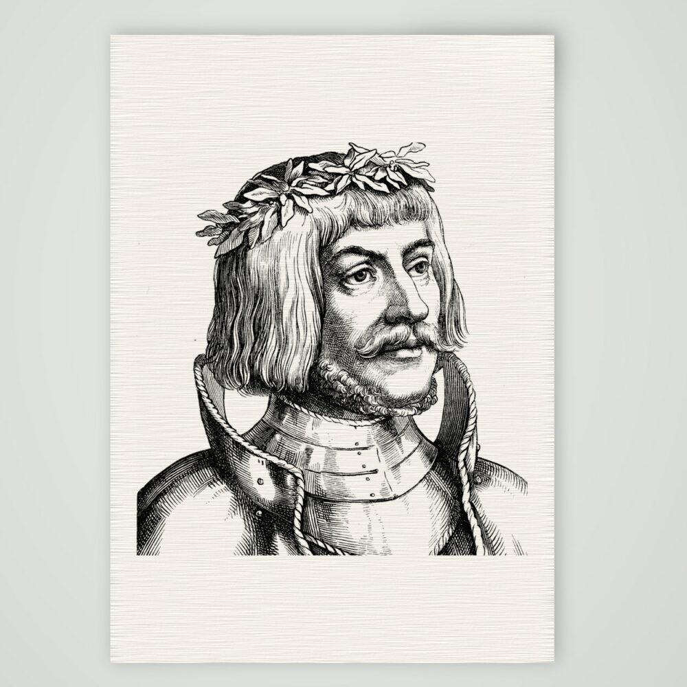 Ulrich von Hutten, Humanist und Reichsritter – Holzstich, Kunstdruck auf Leinenpapier