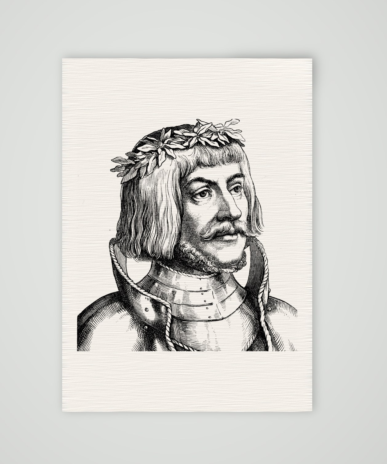 Ulrich von Hutten, Humanist und Reichsritter – Holzstich, Kunstdruck auf Leinenpapier