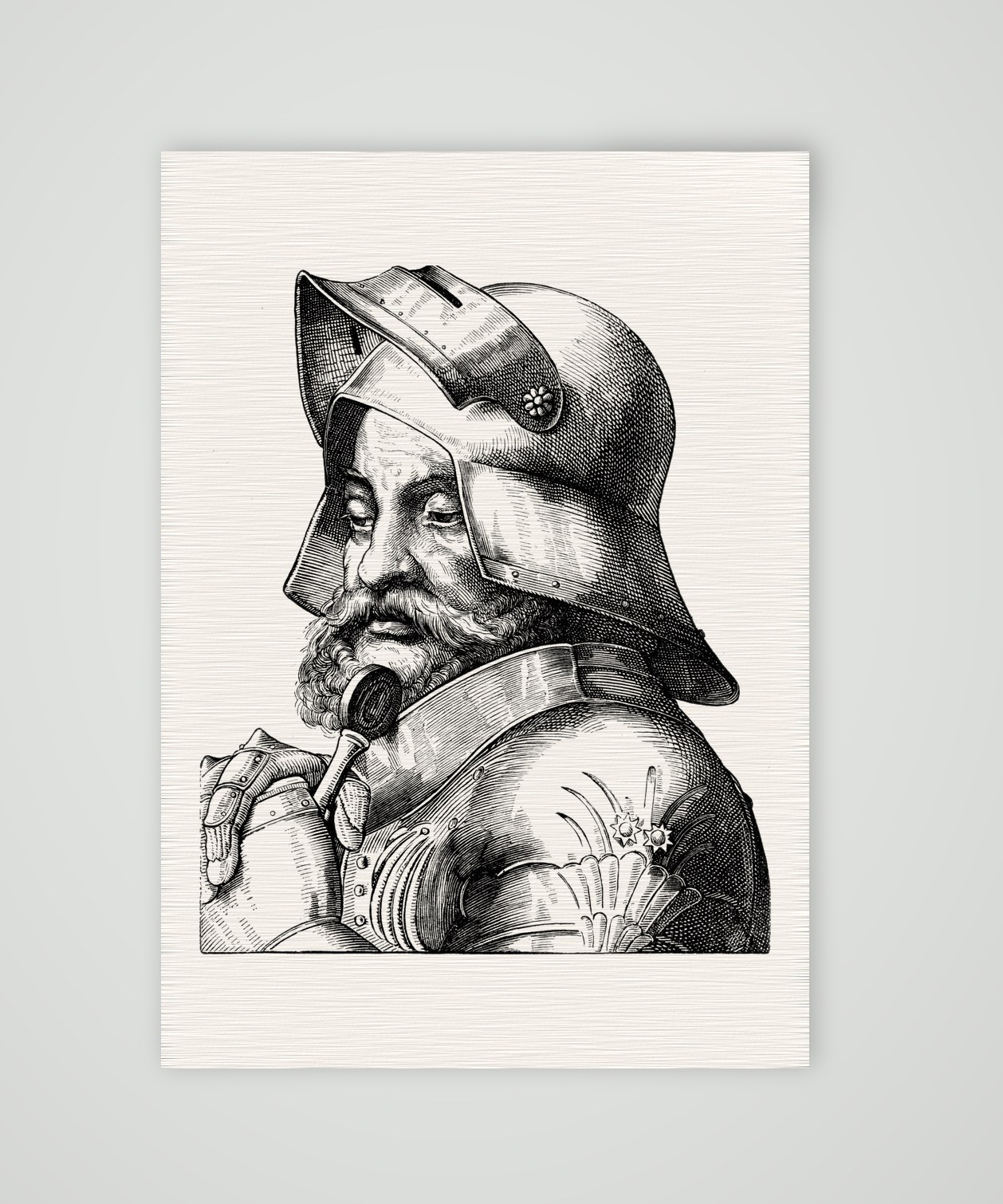 Götz von Berlichingen mit der eisernen Hand – Holzstich, Kunstdruck auf Leinenpapier