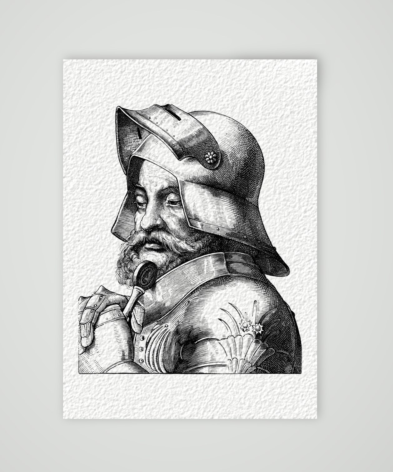 Götz von Berlichingen mit der eisernen Hand – Holzstich, Kunstdruck auf Hahnemühle-Büttenpapier