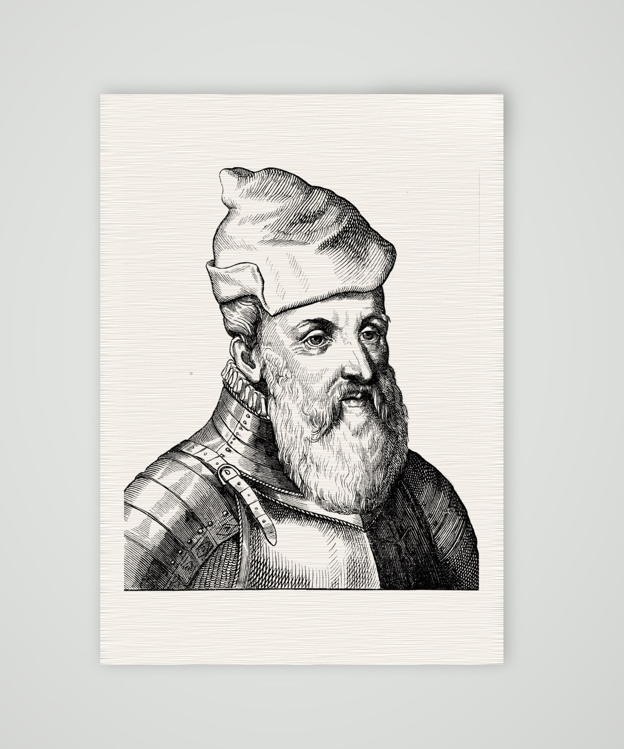 Konrad von Boyneburg, Feldhauptmann – Holzstich, Kunstdruck auf Leinenpapier