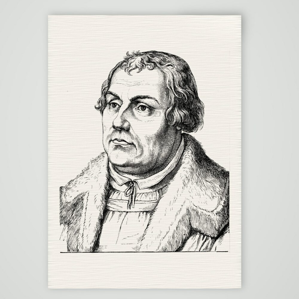 Martin Luther – Bildnis – Holzstich, Kunstdruck auf Leinenpapier