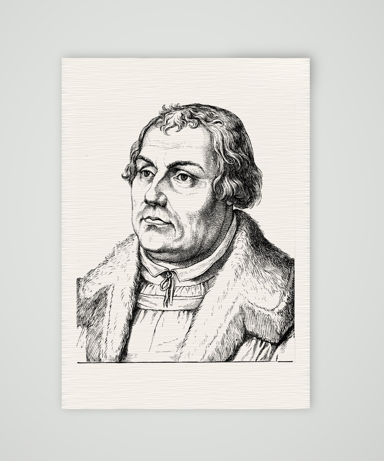 Martin Luther – Bildnis – Holzstich, Kunstdruck auf Leinenpapier