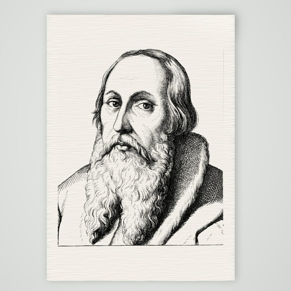 Kaspar von Schwenckfeld, schlesischer Reformator – Holzstich, Kunstdruck auf Leinenpapier