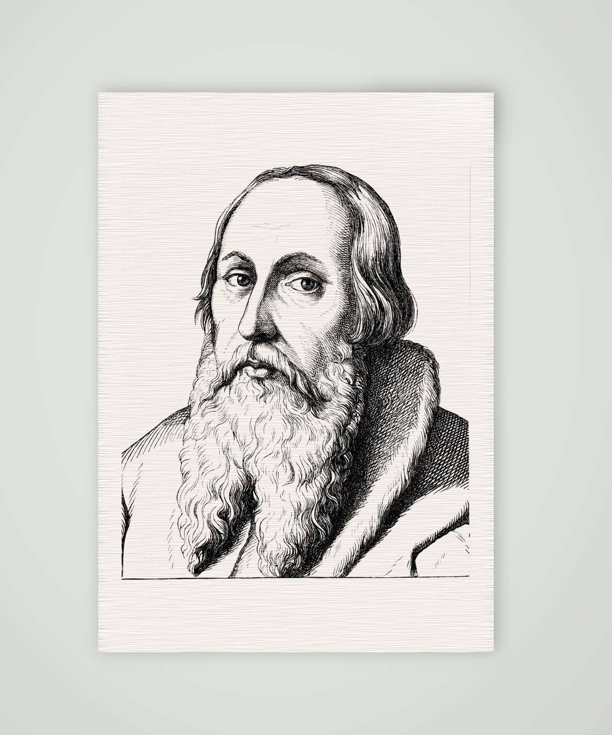 Kaspar von Schwenckfeld, schlesischer Reformator – Holzstich, Kunstdruck auf Leinenpapier