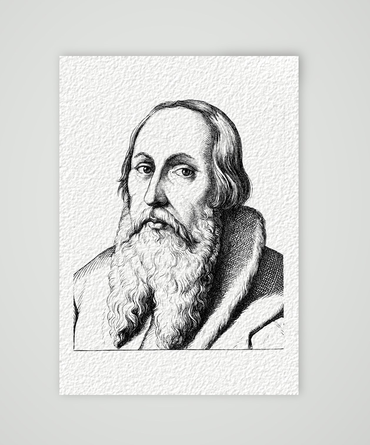 Kaspar von Schwenckfeld, schlesischer Reformator – Holzstich, Kunstdruck auf Hahnemühle-Büttenpapier
