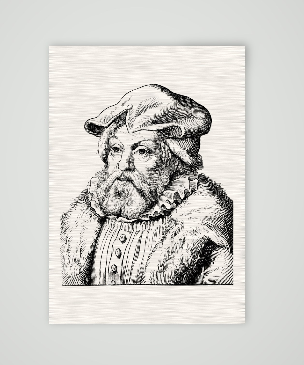 Gregor Brück, sächsischer Kanzler – Holzstich, Kunstdruck auf Leinenpapier