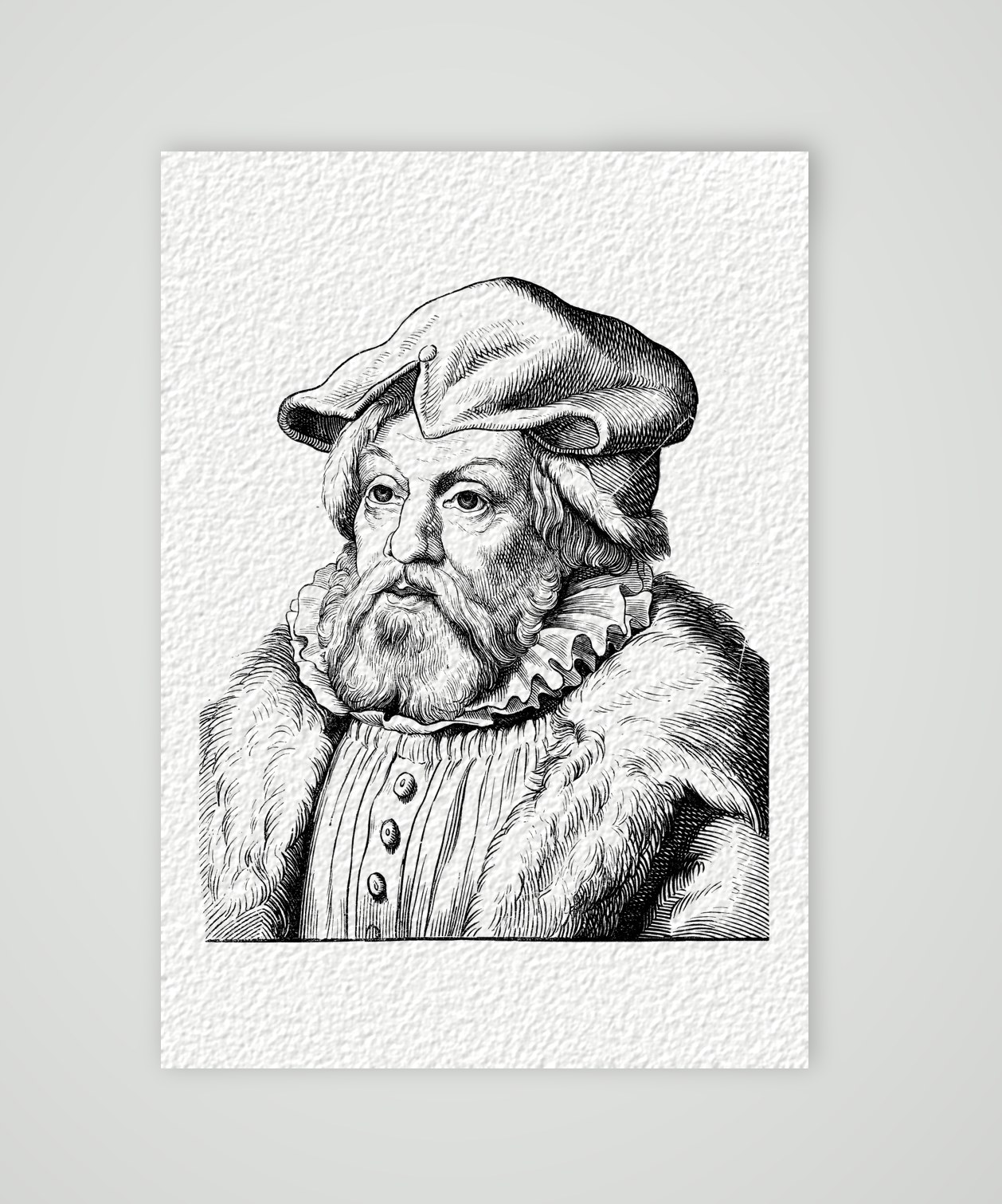 Gregor Brück, sächsischer Kanzler – Holzstich, Kunstdruck auf Hahnemühle-Büttenpapier
