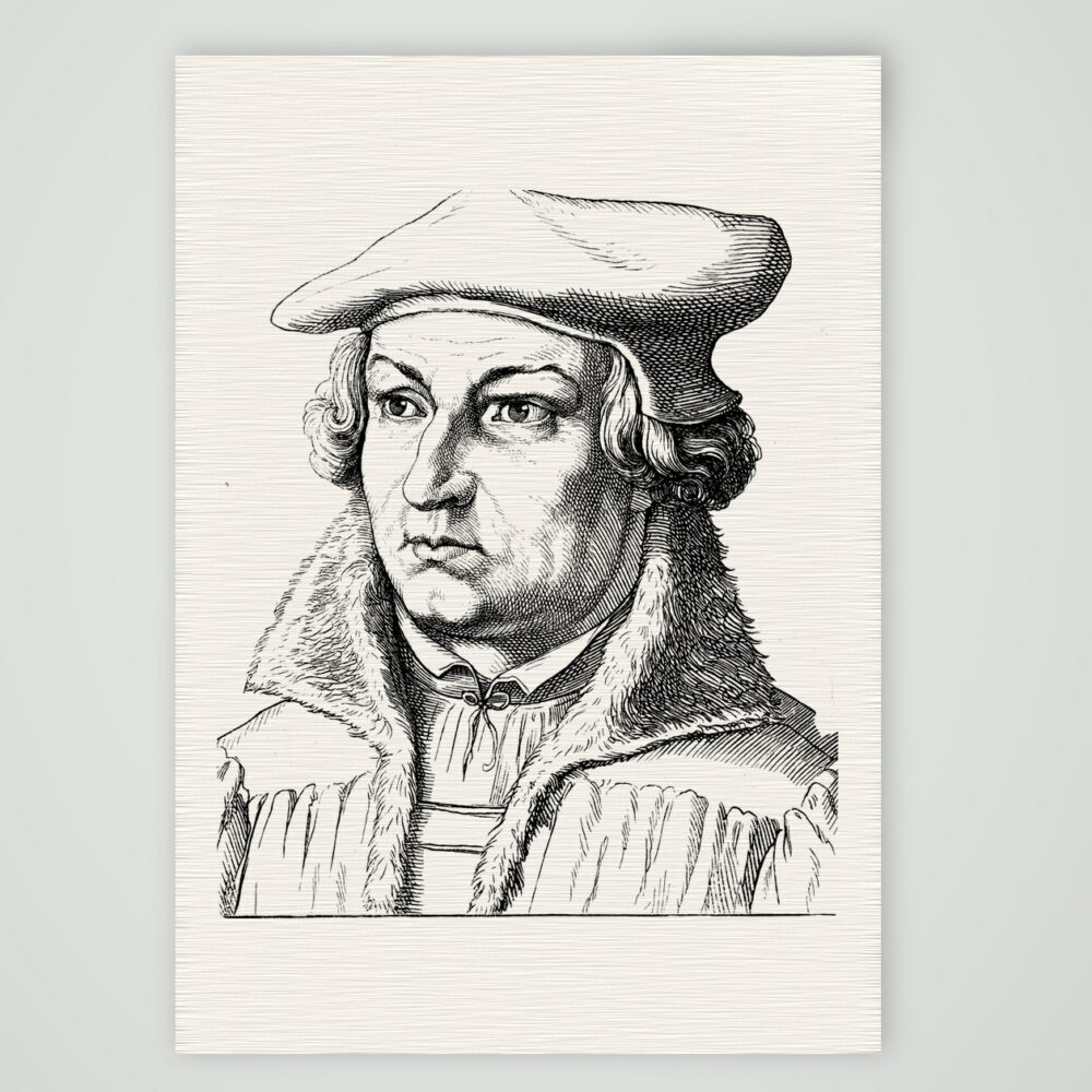 Justus Jonas, Reformator – Holzstich, Kunstdruck auf Leinenpapier