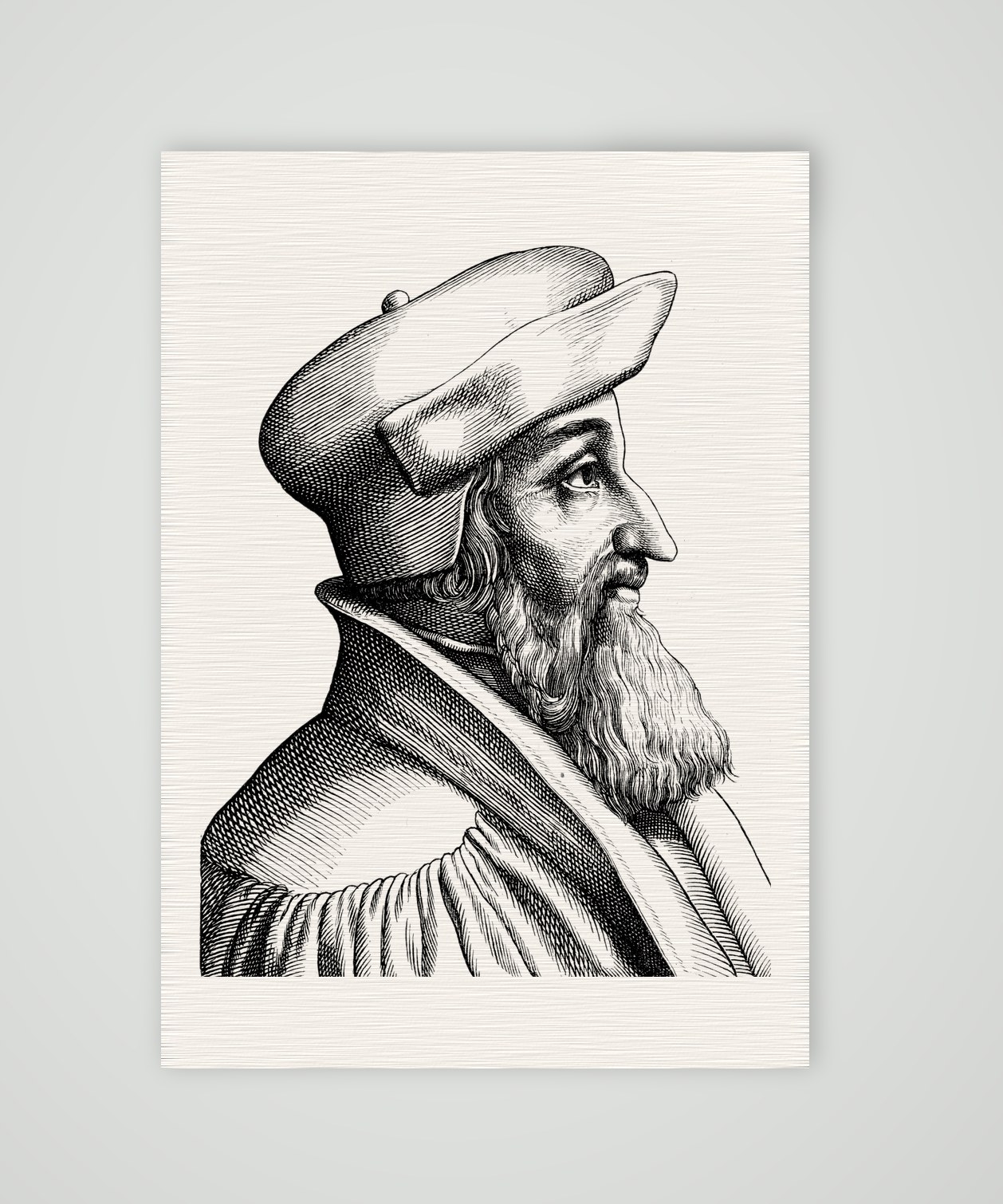 Johannes Oekolampad, Basler Reformator – Holzstich, Kunstdruck auf Leinenpapier