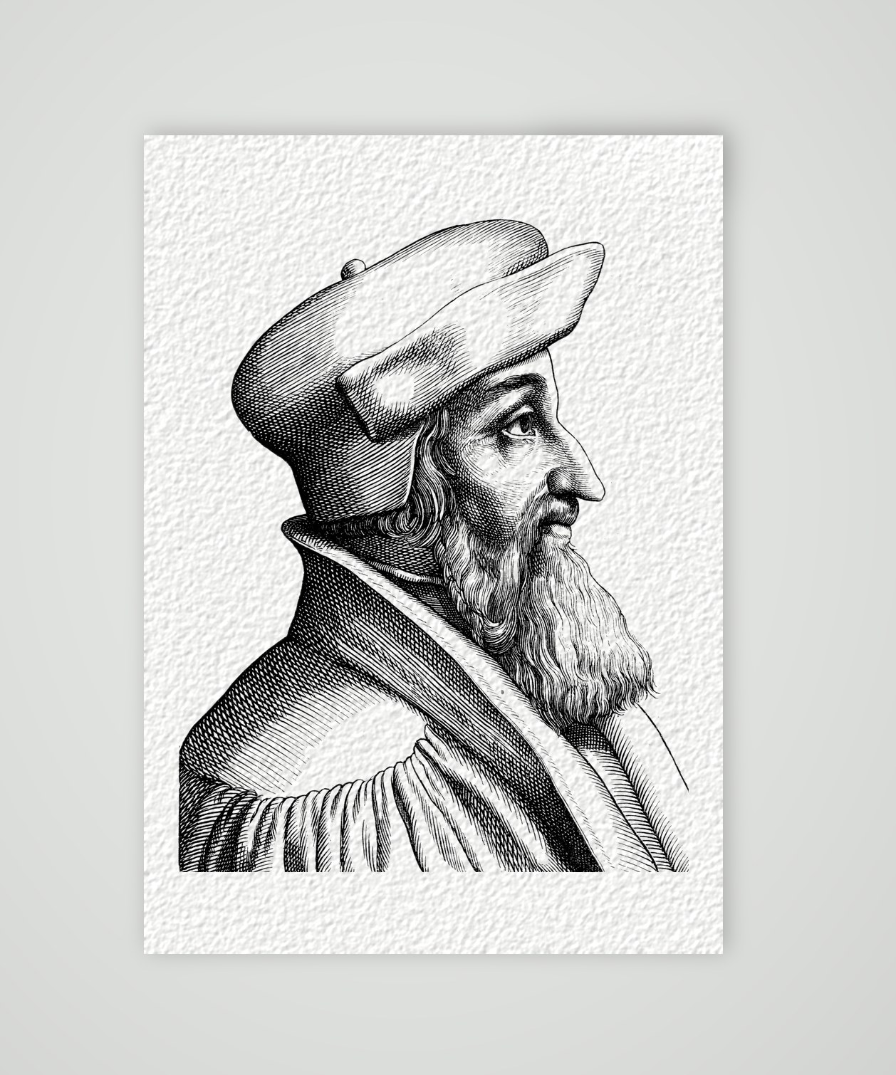 Johannes Oekolampad, Basler Reformator – Holzstich, Kunstdruck auf Hahnemühle-Büttenpapier