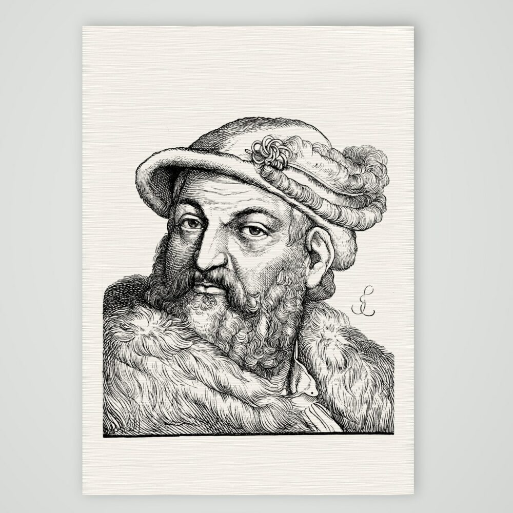 Joachim II., Kurfürst von Brandenburg – Holzstich, Kunstdruck auf Leinenpapier