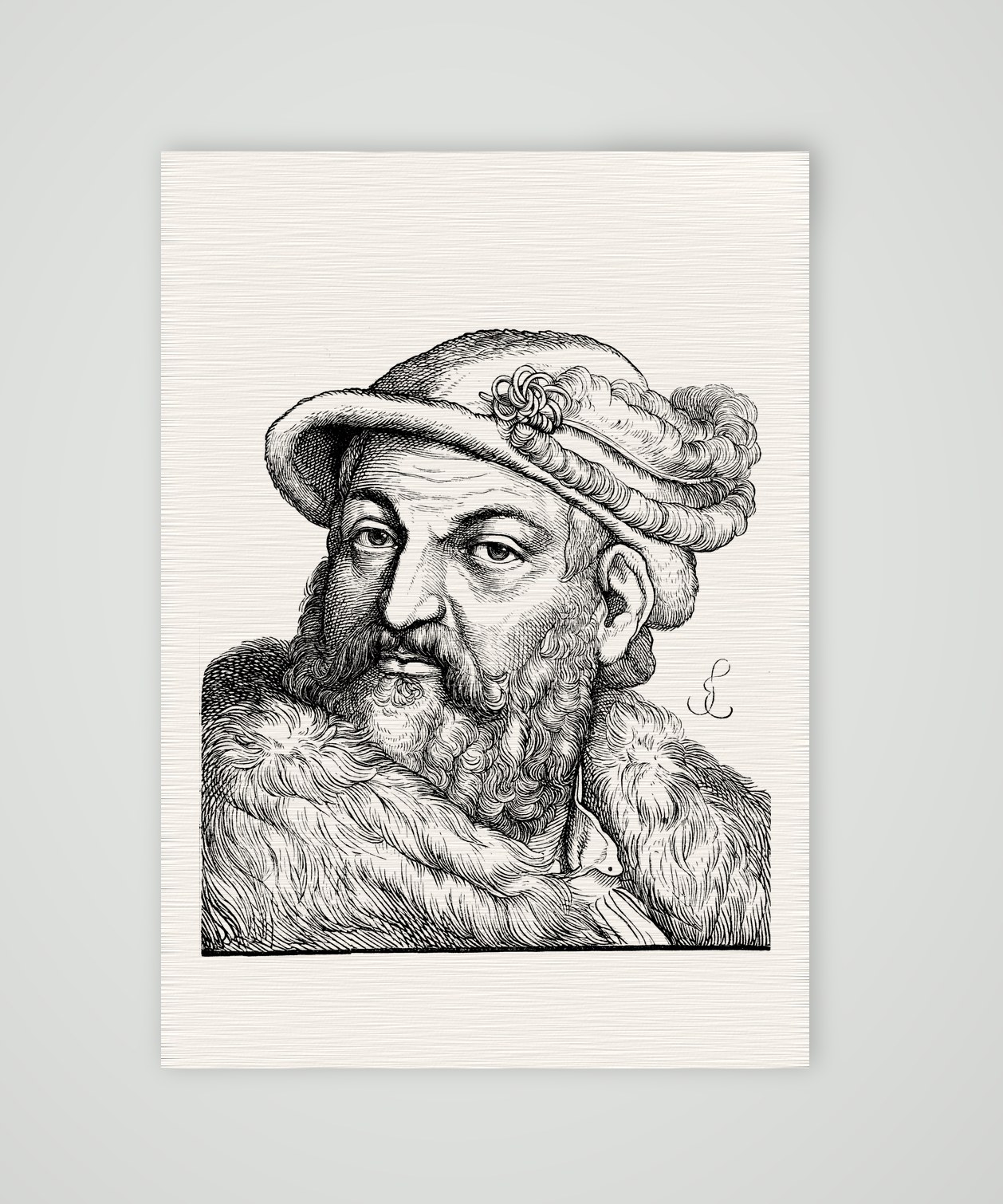 Joachim II., Kurfürst von Brandenburg – Holzstich, Kunstdruck auf Leinenpapier
