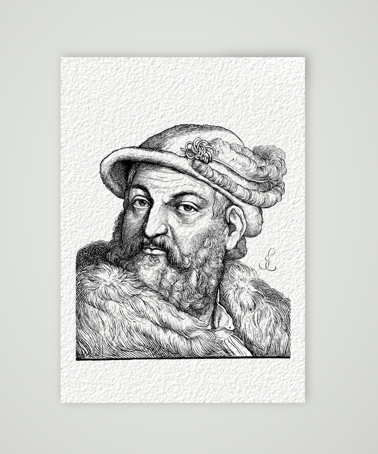Joachim II., Kurfürst von Brandenburg – Holzstich, Kunstdruck auf Hahnemühle-Büttenpapier