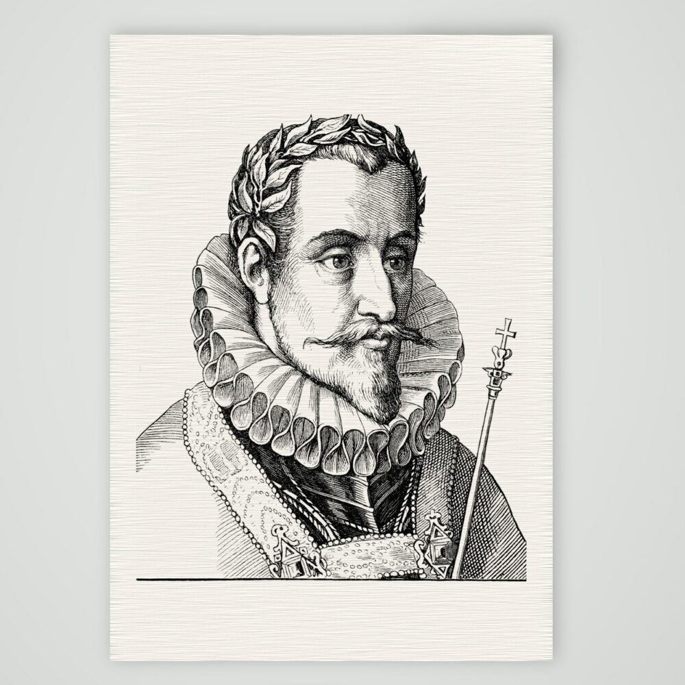 Kaiser Ferdinand I. – Holzstich, Kunstdruck auf Leinenpapier