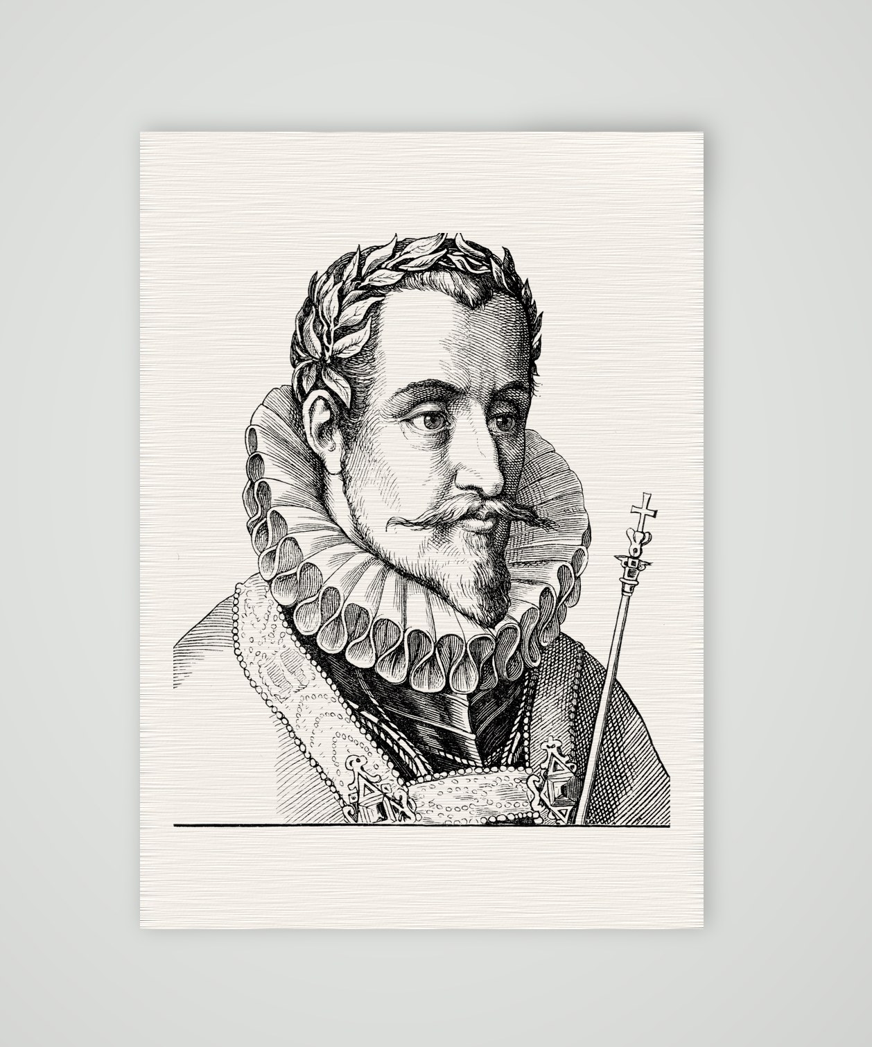 Kaiser Ferdinand I. – Holzstich, Kunstdruck auf Leinenpapier