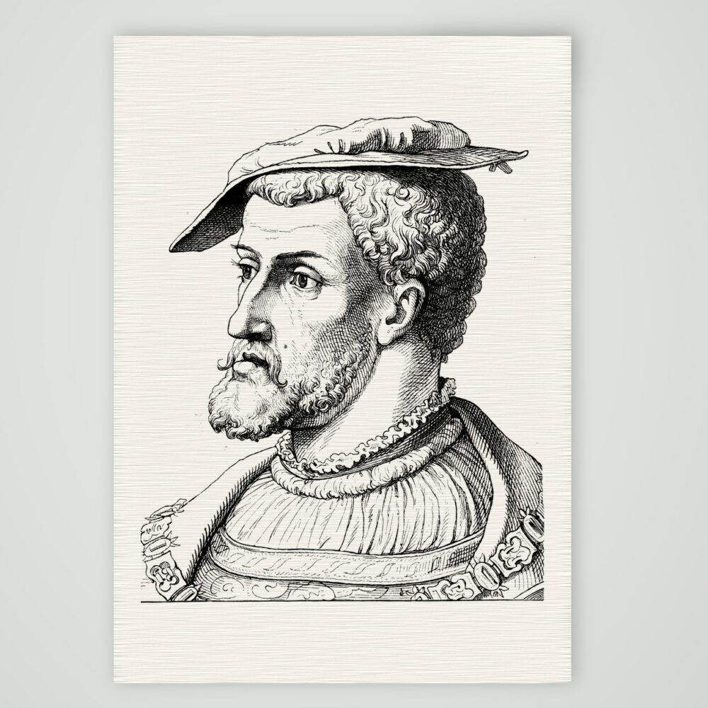 Kaiser Karl V. – Holzstich, Kunstdruck auf Leinenpapier