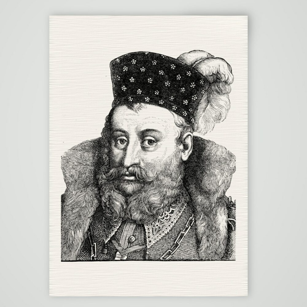 Johann Friedrich der Mittlere, Herzog von Sachsen – Holzstich, Kunstdruck auf Leinenpapier