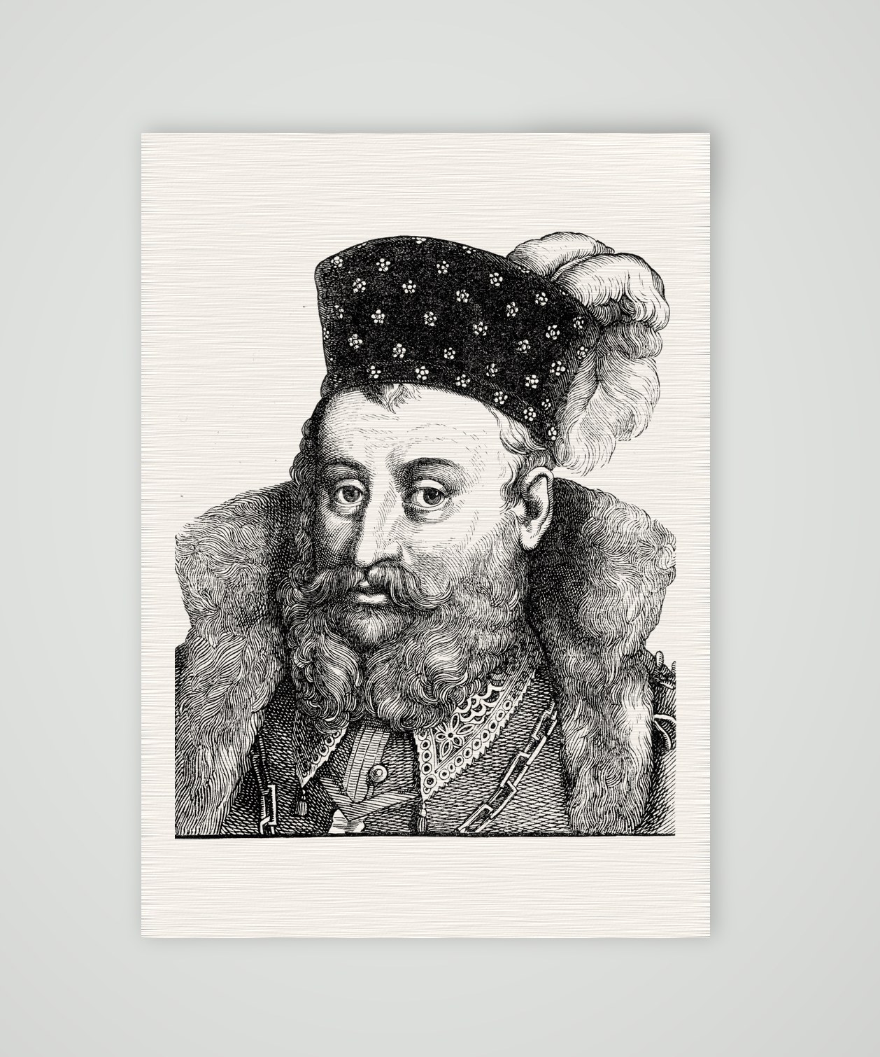 Johann Friedrich der Mittlere, Herzog von Sachsen – Holzstich, Kunstdruck auf Leinenpapier