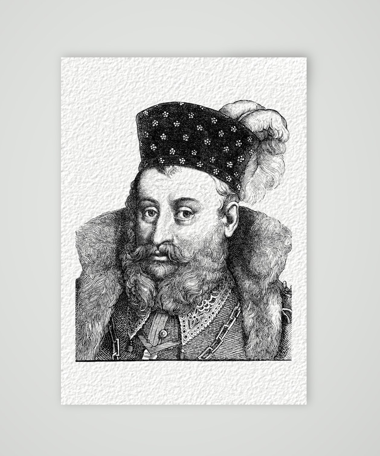 Johann Friedrich der Mittlere, Herzog von Sachsen – Holzstich, Kunstdruck auf Hahnemühle-Büttenpapier