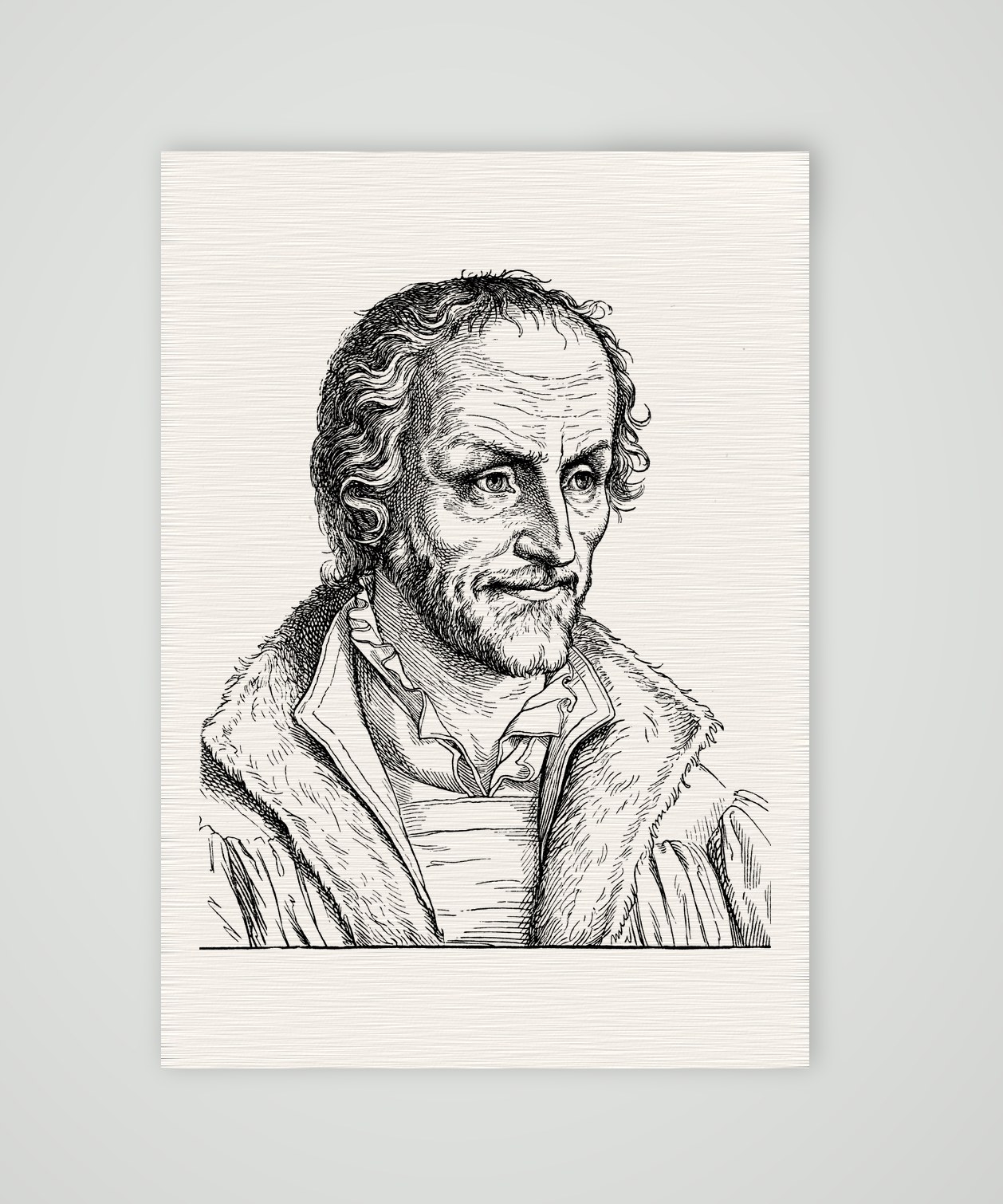 Philipp Melanchthon – Bildnis – Holzstich, Kunstdruck auf Leinenpapier