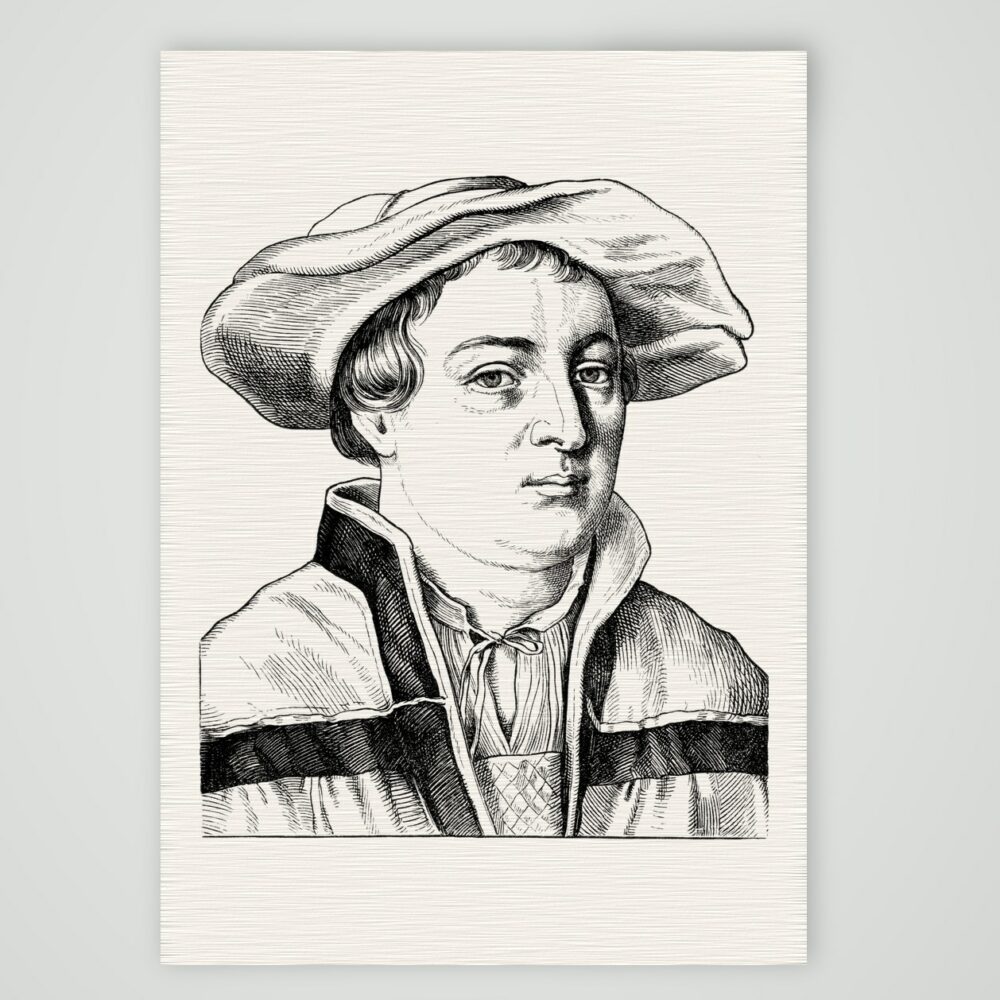 Hans Holbein der Jüngere, Maler – Holzstich, Kunstdruck auf Leinenpapier