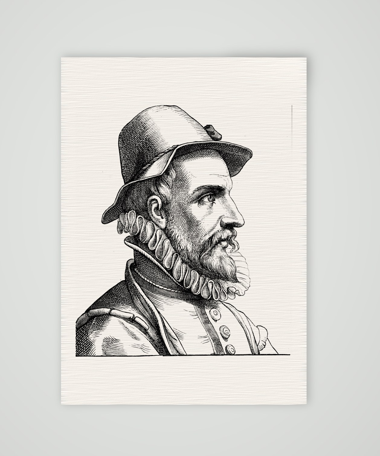 Johann Fischart, Satiriker – Holzstich, Kunstdruck auf Leinenpapier