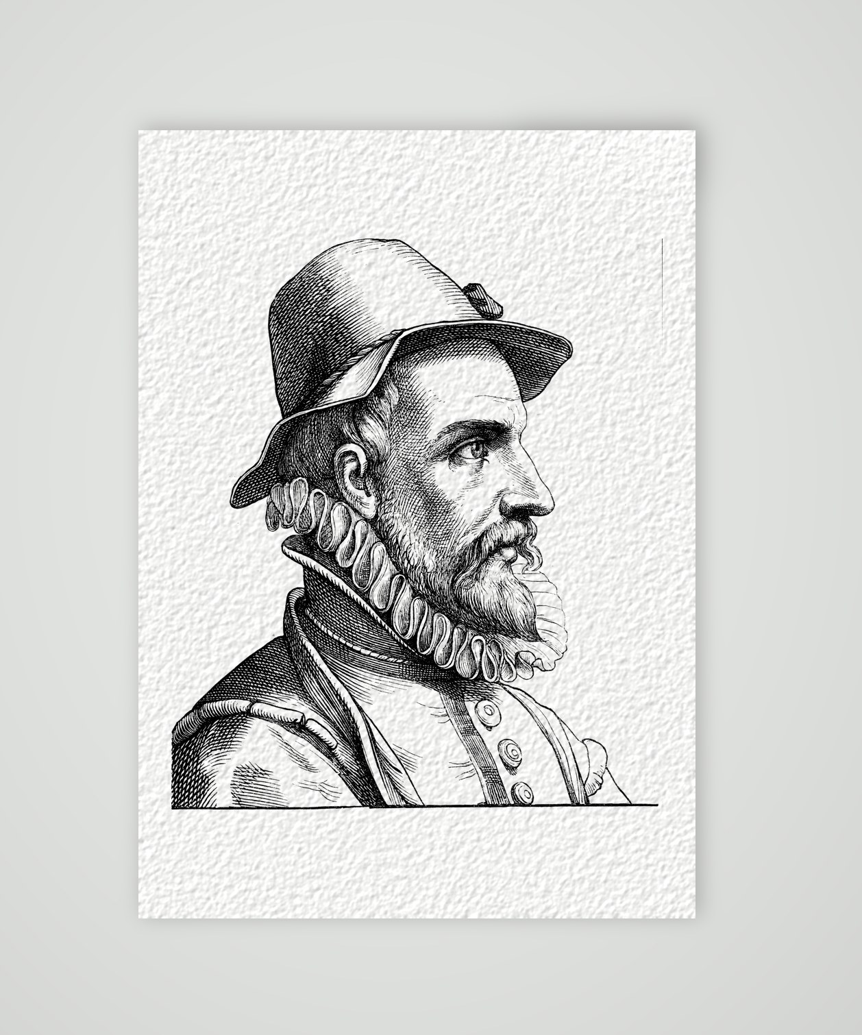 Johann Fischart, Satiriker – Holzstich, Kunstdruck auf Hahnemühle-Büttenpapier