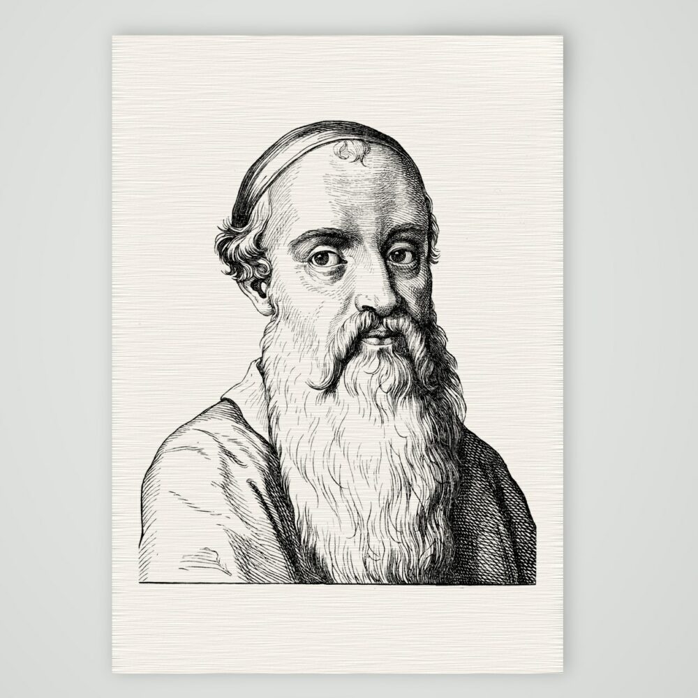 Menno Simons, Täuferführer – Holzstich, Kunstdruck auf Leinenpapier