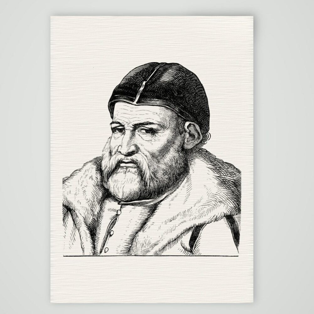 Wilhelm von Grumbach, fränkischer Ritter – Holzstich, Kunstdruck auf Leinenpapier
