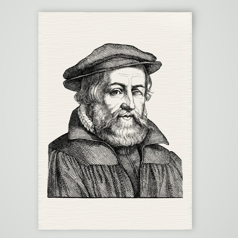 Johannes Sleidanus, Geschichtsschreiber der Reformation – Holzstich, Kunstdruck auf Leinenpapier