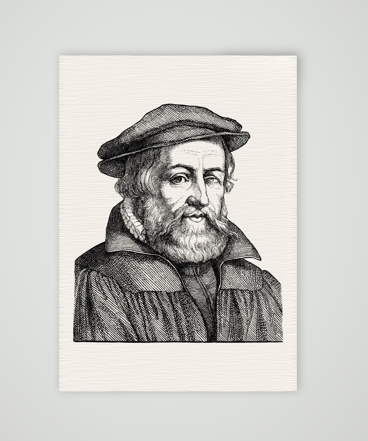 Johannes Sleidanus, Geschichtsschreiber der Reformation – Holzstich, Kunstdruck auf Leinenpapier