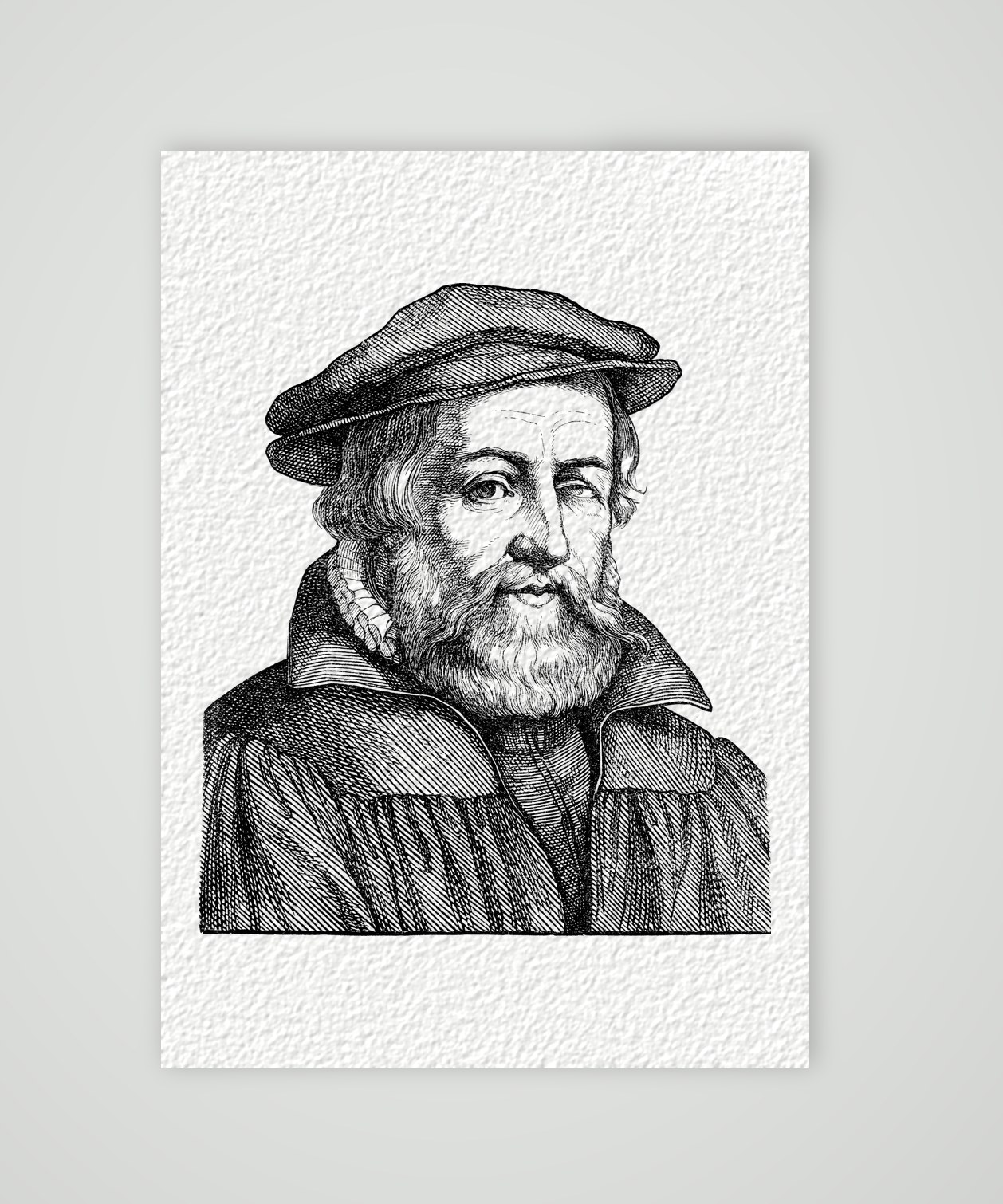 Johannes Sleidanus, Geschichtsschreiber der Reformation – Holzstich, Kunstdruck auf Hahnemühle-Büttenpapier