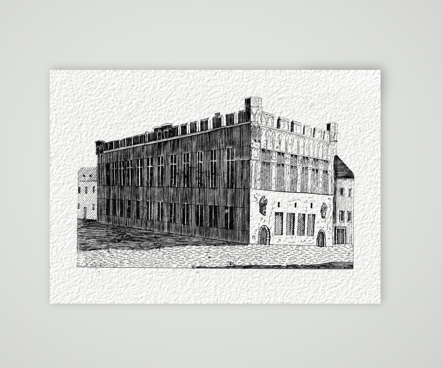 Köln, der Gürzenich – Holzstich, Kunstdruck auf Hahnemühle-Büttenpapier