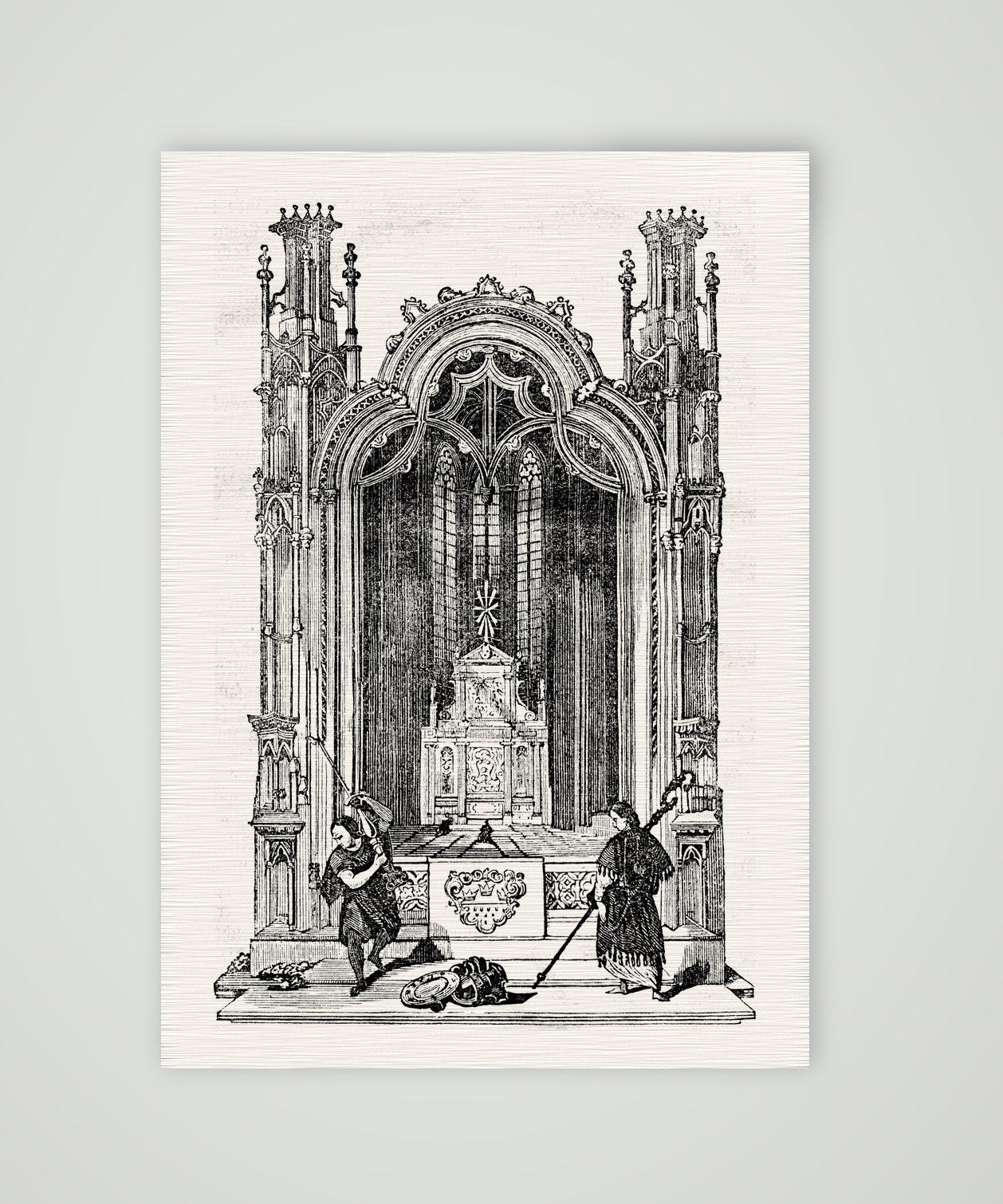 Köln, Dreikönigenkapelle im Dom – Holzstich, Kunstdruck auf Leinenpapier