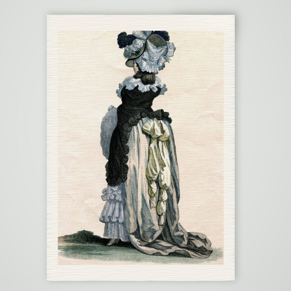 Pariserin um 1786 – Modebild – Holzstich, Kunstdruck auf Leinenpapier