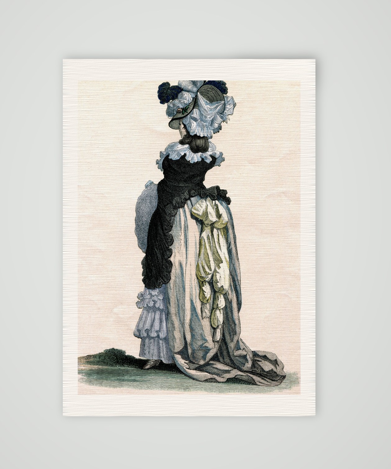 Pariserin um 1786 – Modebild – Holzstich, Kunstdruck auf Leinenpapier