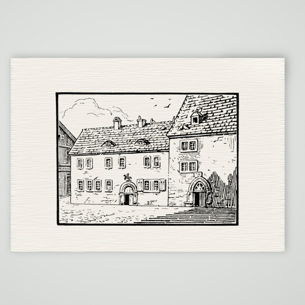 Mansfeld, die Schule – Druckgrafik, Kunstdruck auf Leinenpapier