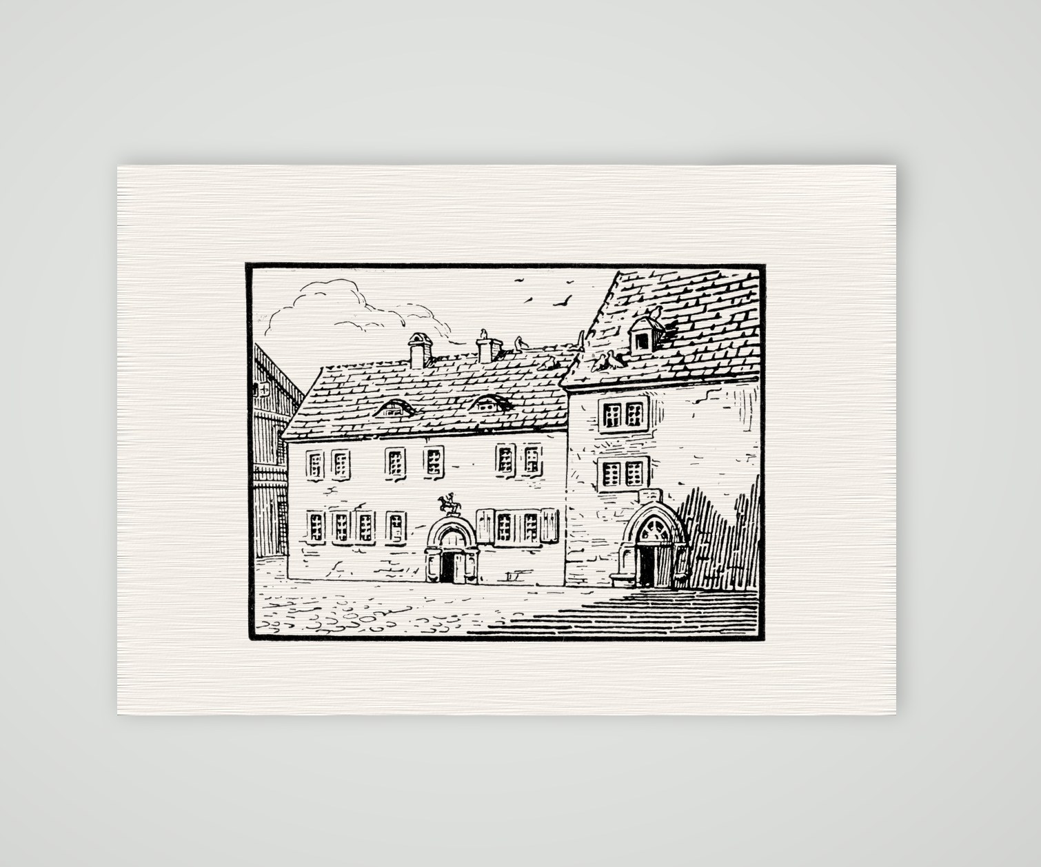 Mansfeld, die Schule – Druckgrafik, Kunstdruck auf Leinenpapier