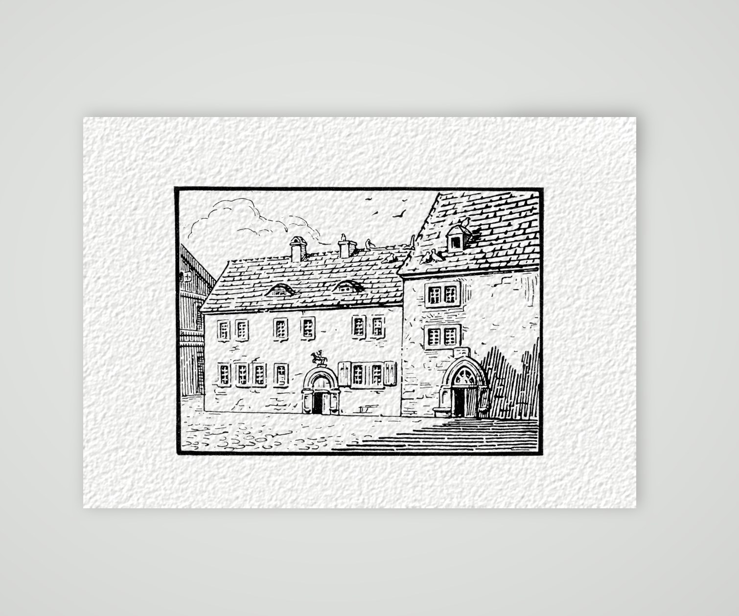 Mansfeld, die Schule – Druckgrafik, Kunstdruck auf Hahnemühle-Büttenpapier