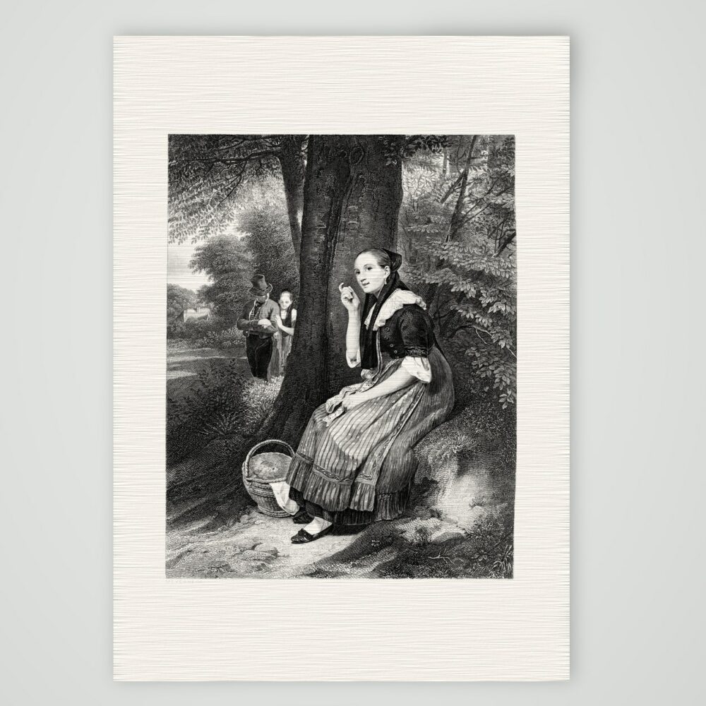 Trina – Biedermeier-Bildnis – Stahlstich, Kunstdruck auf Leinenpapier