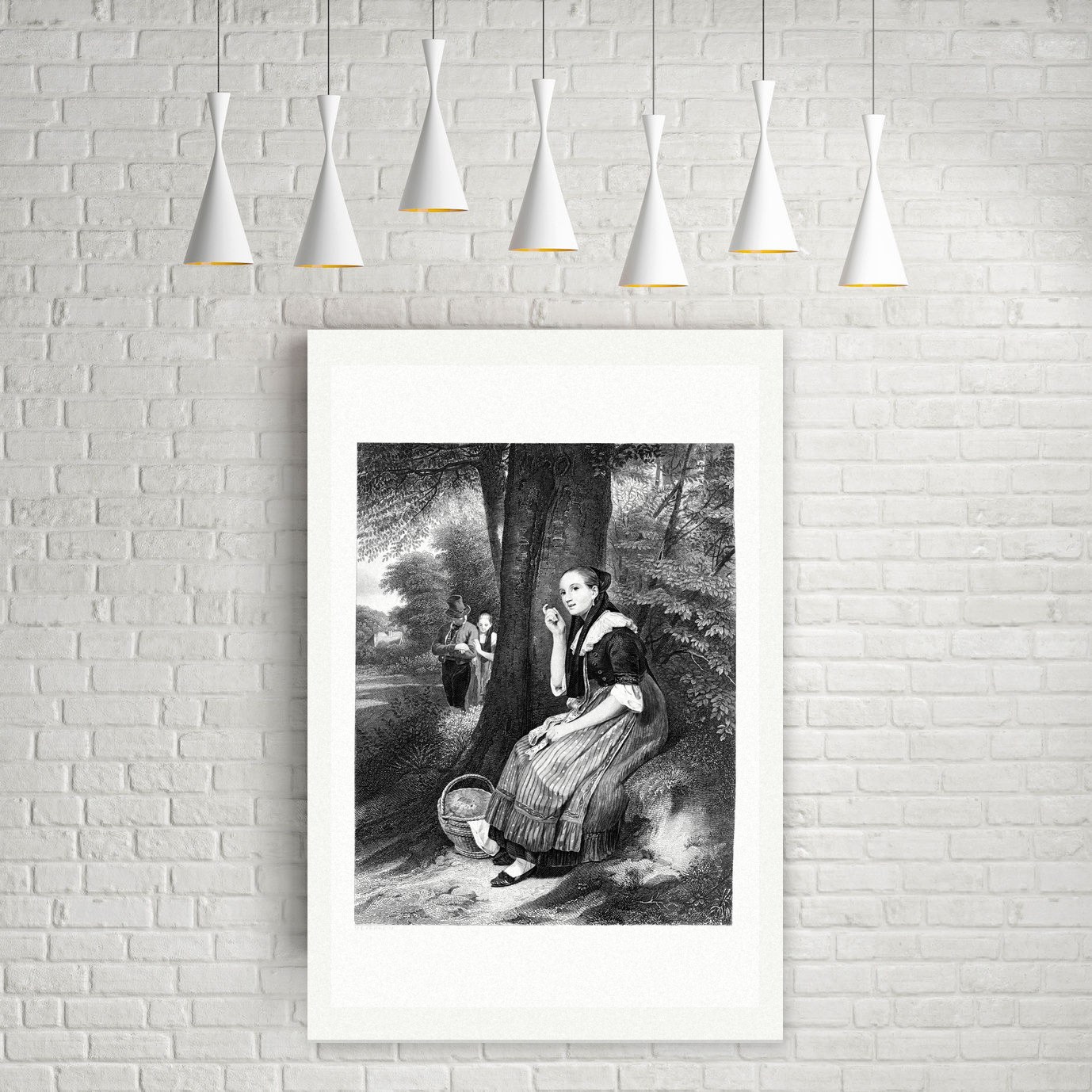 Trina – Biedermeier-Bildnis – Stahlstich, Leinwanddruck auf Holzkeilrahmen an der Wand