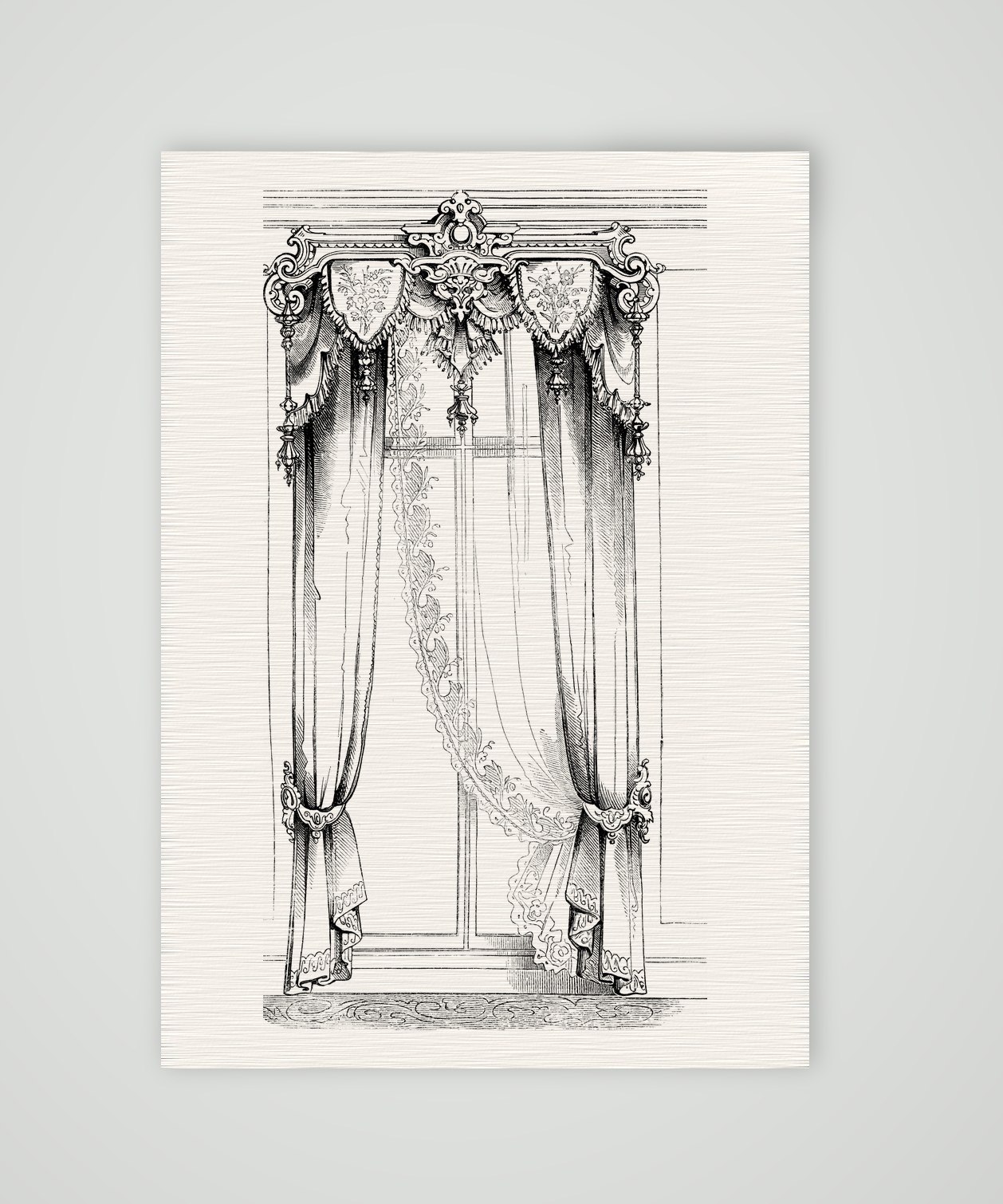 Fenstervorhang – Entwurf – Holzstich, Kunstdruck auf Leinenpapier
