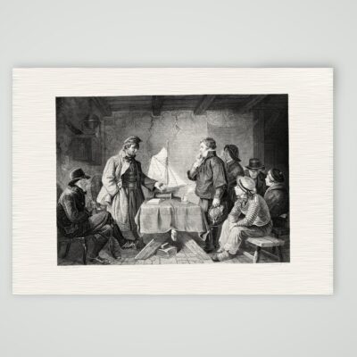 Das Lotsenexamen – Stahlstich, Kunstdruck auf Leinenpapier