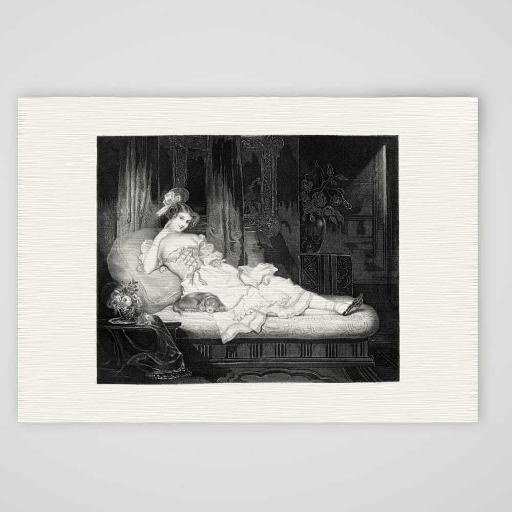 Berta – Biedermeier-Bildnis – Stahlstich, Kunstdruck auf Leinenpapier
