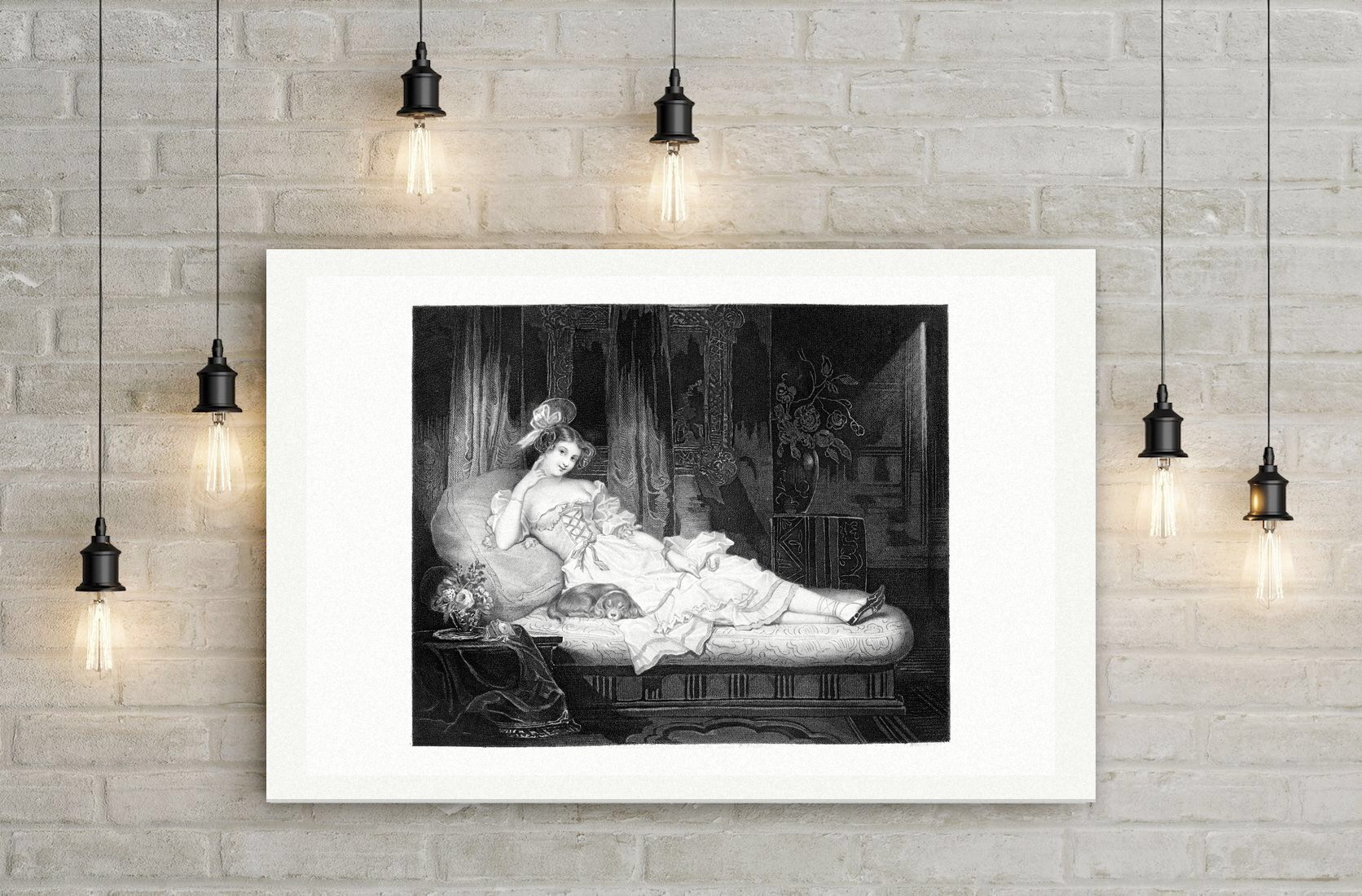 Berta – Biedermeier-Bildnis – Stahlstich, Leinwanddruck auf Holzkeilrahmen an der Wand