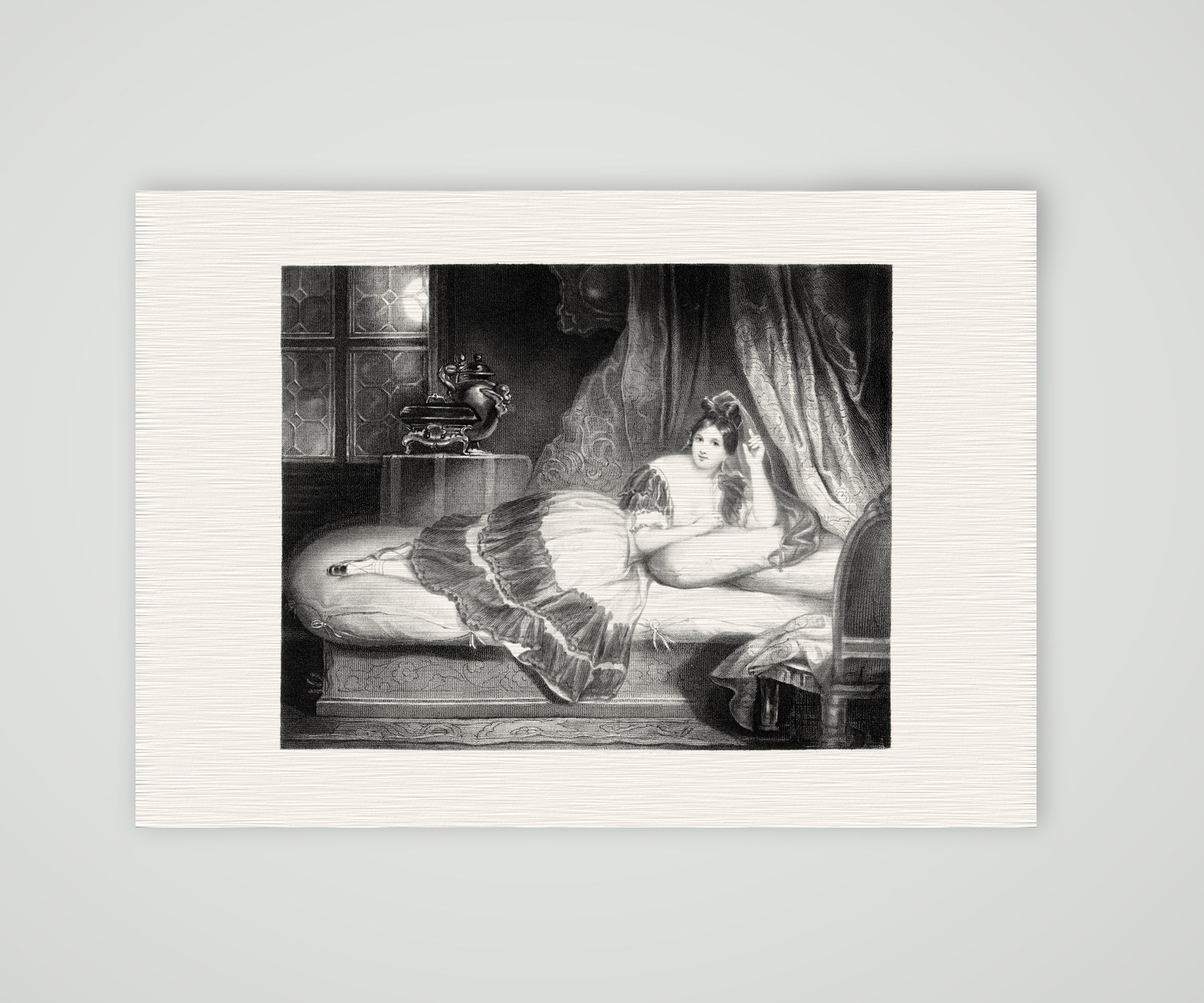 Sidonie – Biedermeier-Bildnis – Stahlstich, Kunstdruck auf Leinenpapier