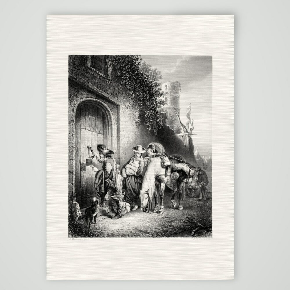 Das Quartierbillet – Stahlstich, Kunstdruck auf Leinenpapier