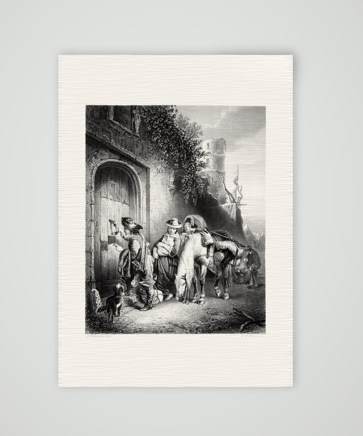 Das Quartierbillet – Stahlstich, Kunstdruck auf Leinenpapier