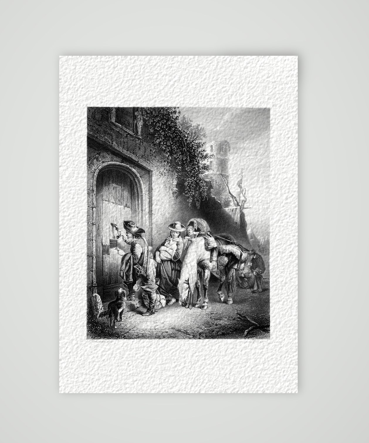 Das Quartierbillet – Stahlstich, Kunstdruck auf Hahnemühle-Büttenpapier